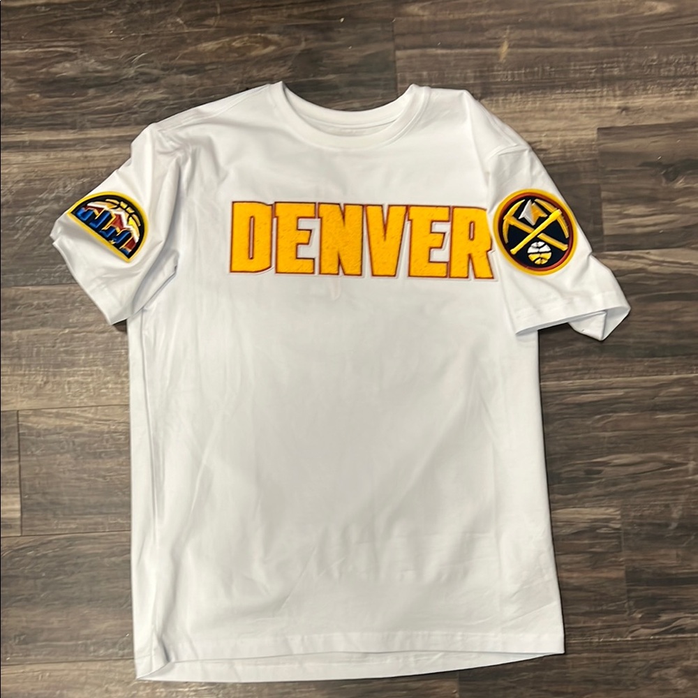 Men’s White licensed special edition Denver Nuggets T-Shirt with Denver Logo